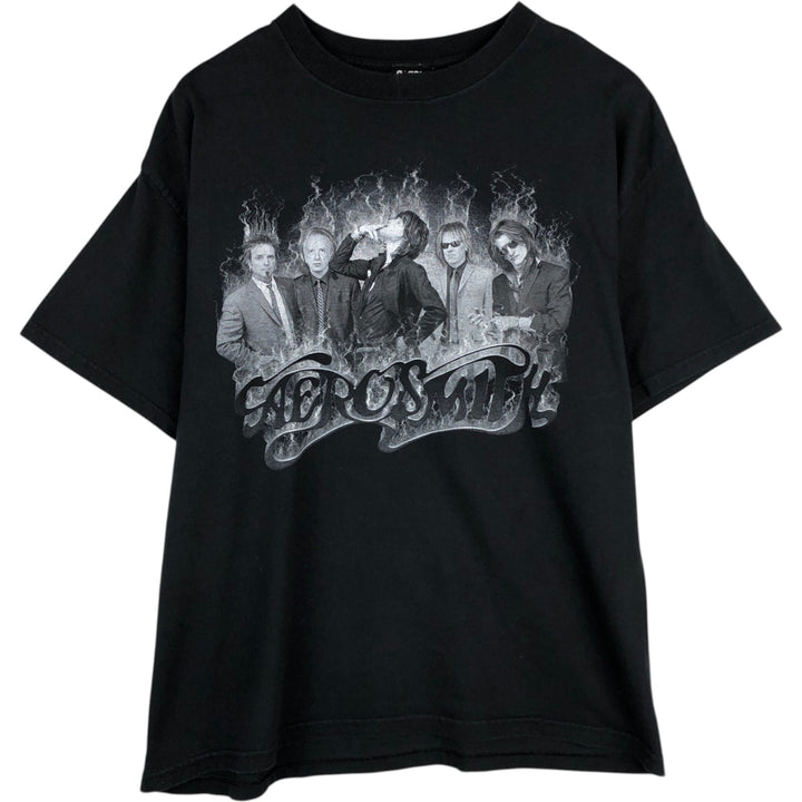 GIANT AEROSMITH Aerosmith Band T-shirt, Made in USA, Men's XL equivalent. cotton black type Vintage Second Hand
