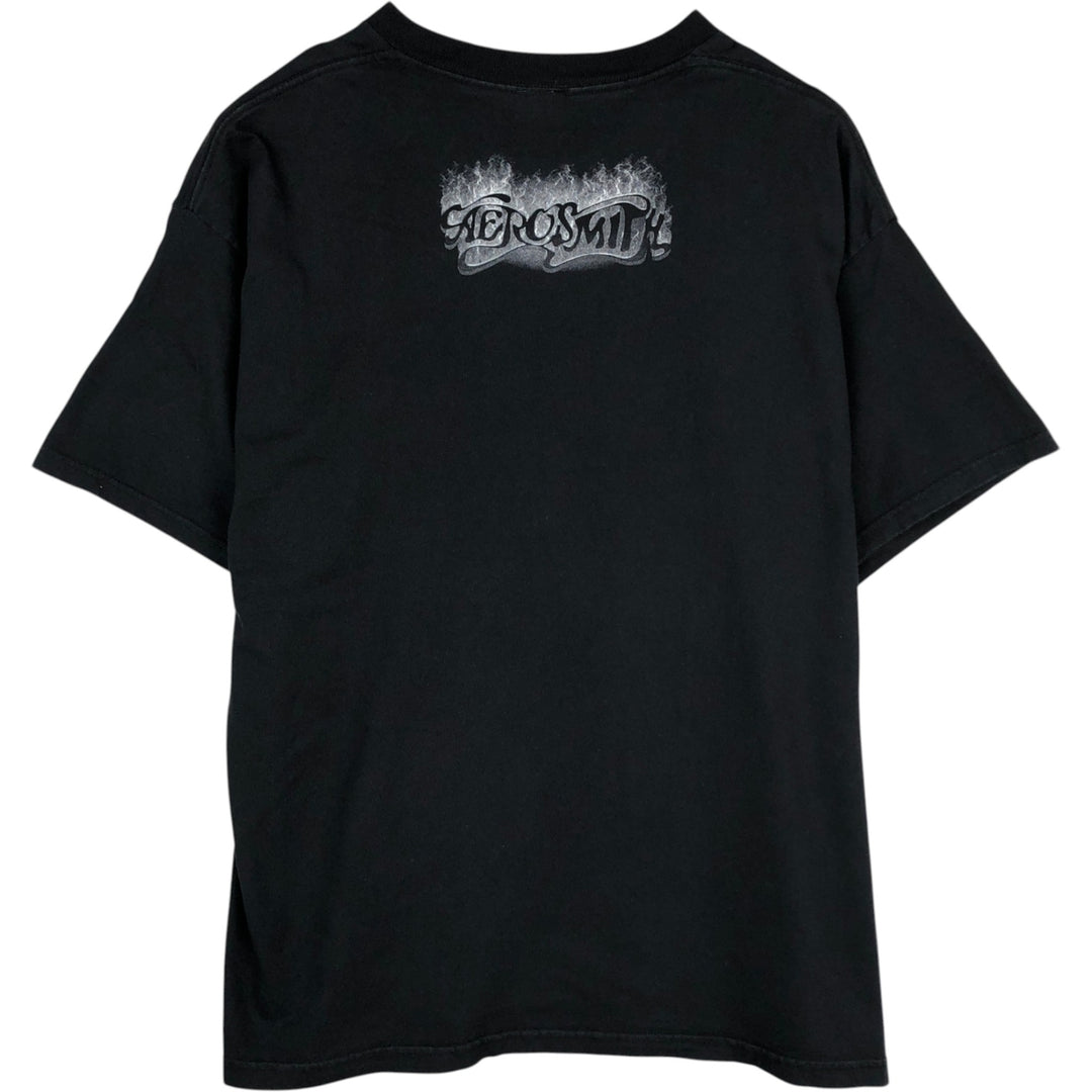 GIANT AEROSMITH Aerosmith Band T-shirt, Made in USA, Men's XL equivalent. cotton black type Vintage Second Hand