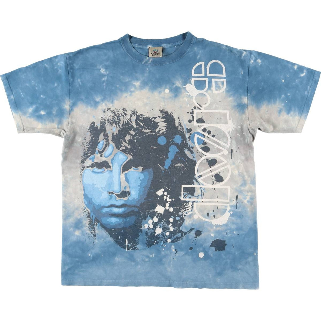 2000'S Liquid Blue The Doors Tie-Dye Pattern Band T-Shirt (Men's Size L) cotton Blue type light blue Vintage Second Hand