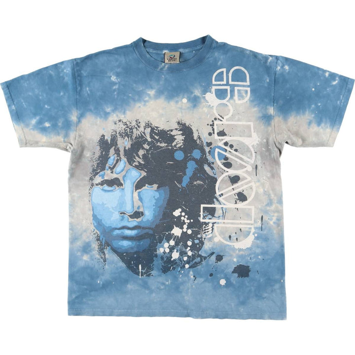 2000'S Liquid Blue The Doors Tie-Dye Pattern Band T-Shirt (Men's Size L) cotton Blue type light blue Vintage Second Hand