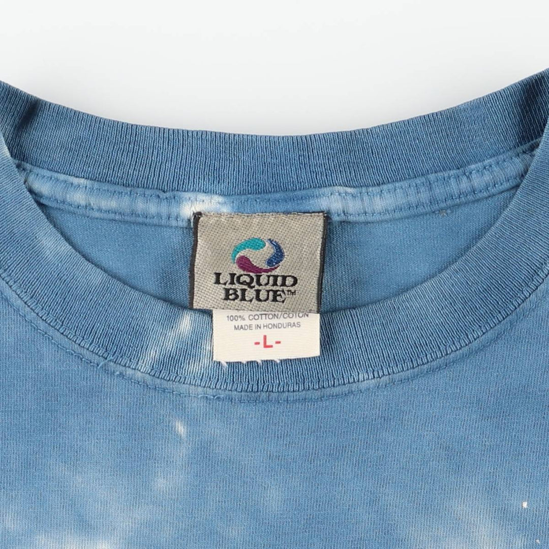 2000'S Liquid Blue The Doors Tie-Dye Pattern Band T-Shirt (Men's Size L) cotton Blue type light blue Vintage Second Hand