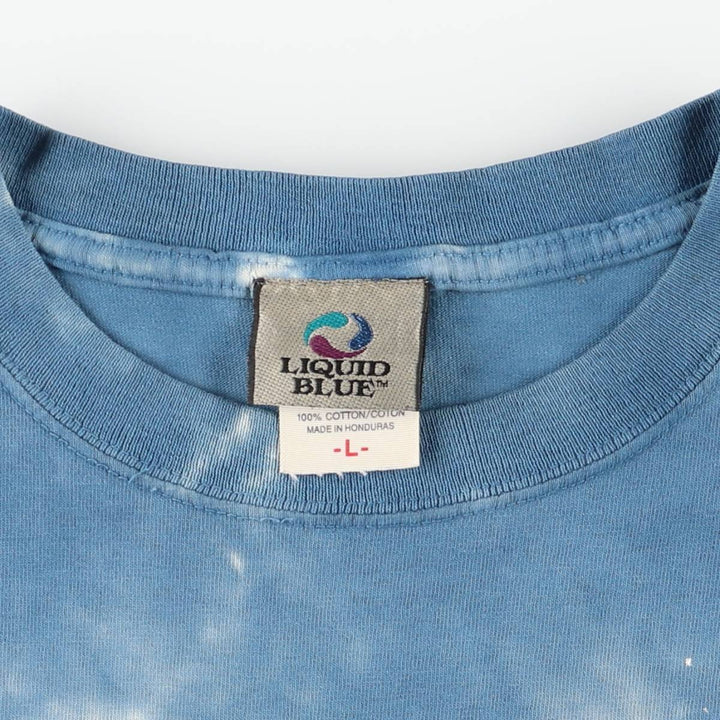 2000'S Liquid Blue The Doors Tie-Dye Pattern Band T-Shirt (Men's Size L) cotton Blue type light blue Vintage Second Hand
