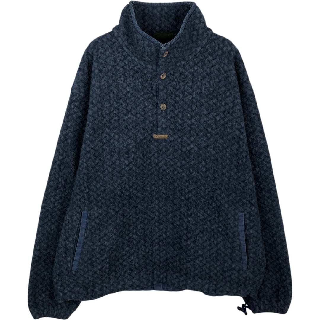 90'S Timberland WEATHERGEAR all-over print half-button fleece pullover, made in USA, men's size L equivalent, vintage. polyester navy blue type Vintage Second Hand