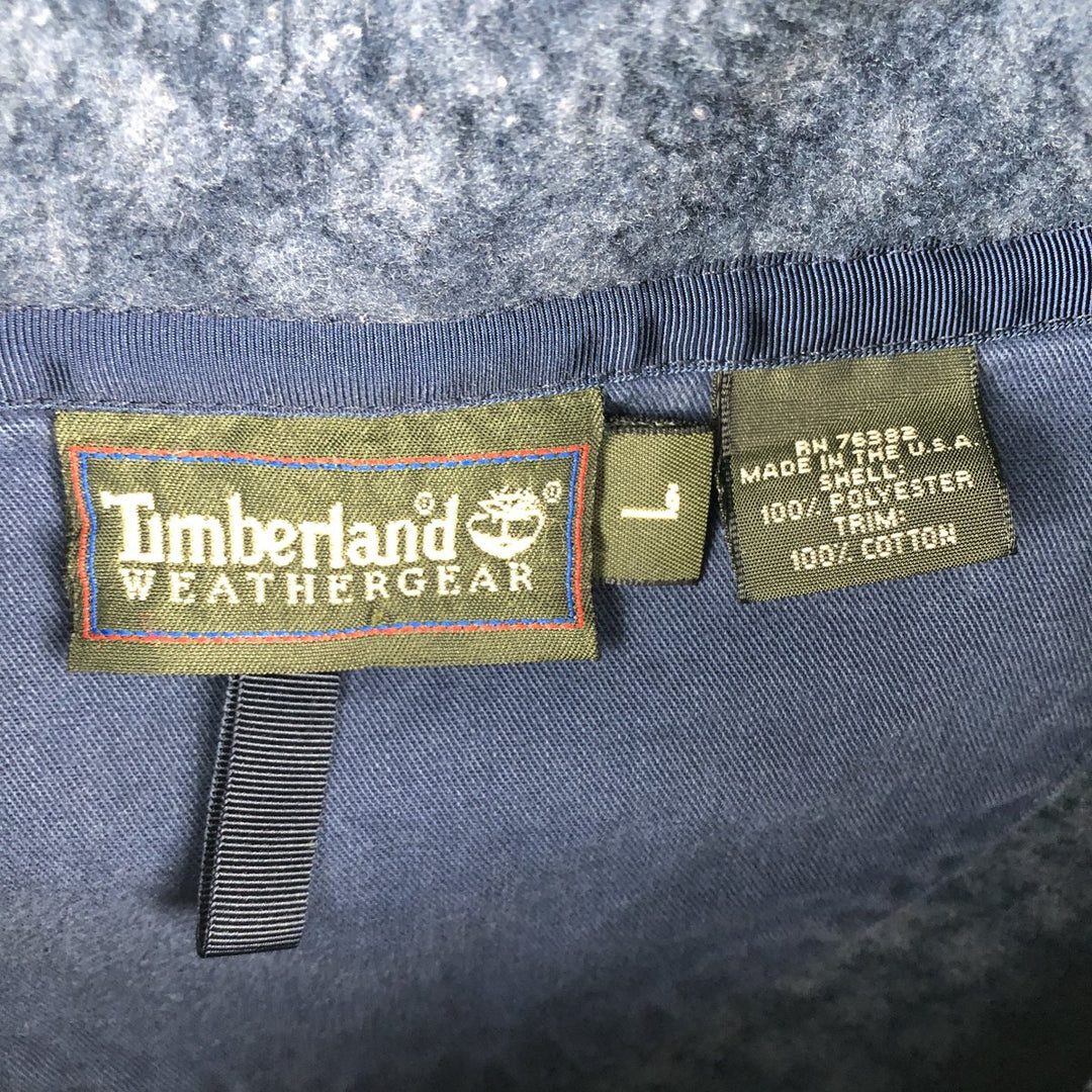 90'S Timberland WEATHERGEAR all-over print half-button fleece pullover, made in USA, men's size L equivalent, vintage. polyester navy blue type Vintage Second Hand