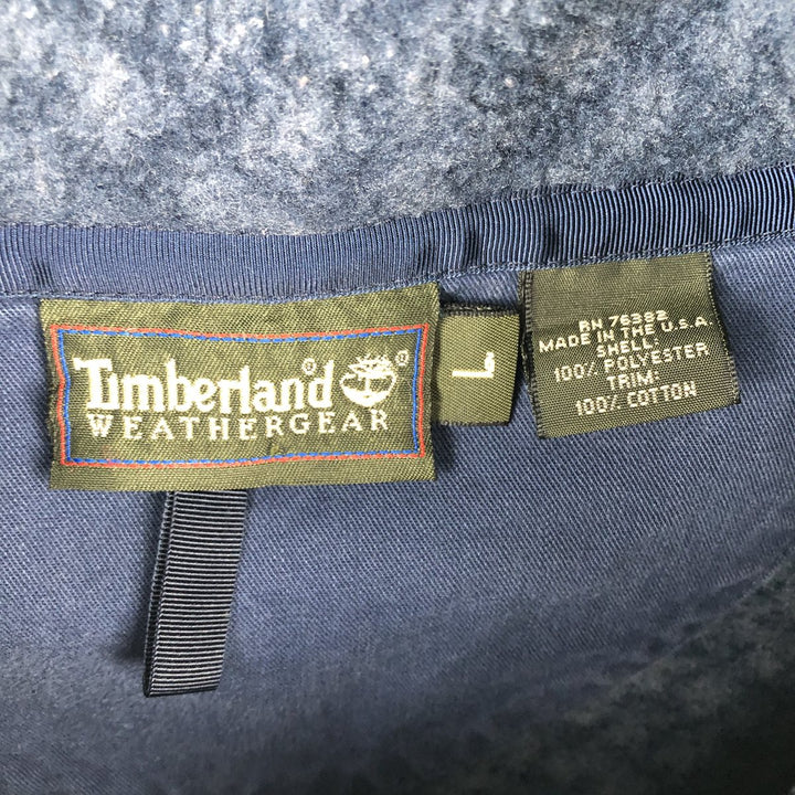 90'S Timberland WEATHERGEAR all-over print half-button fleece pullover, made in USA, men's size L equivalent, vintage. polyester navy blue type Vintage Second Hand