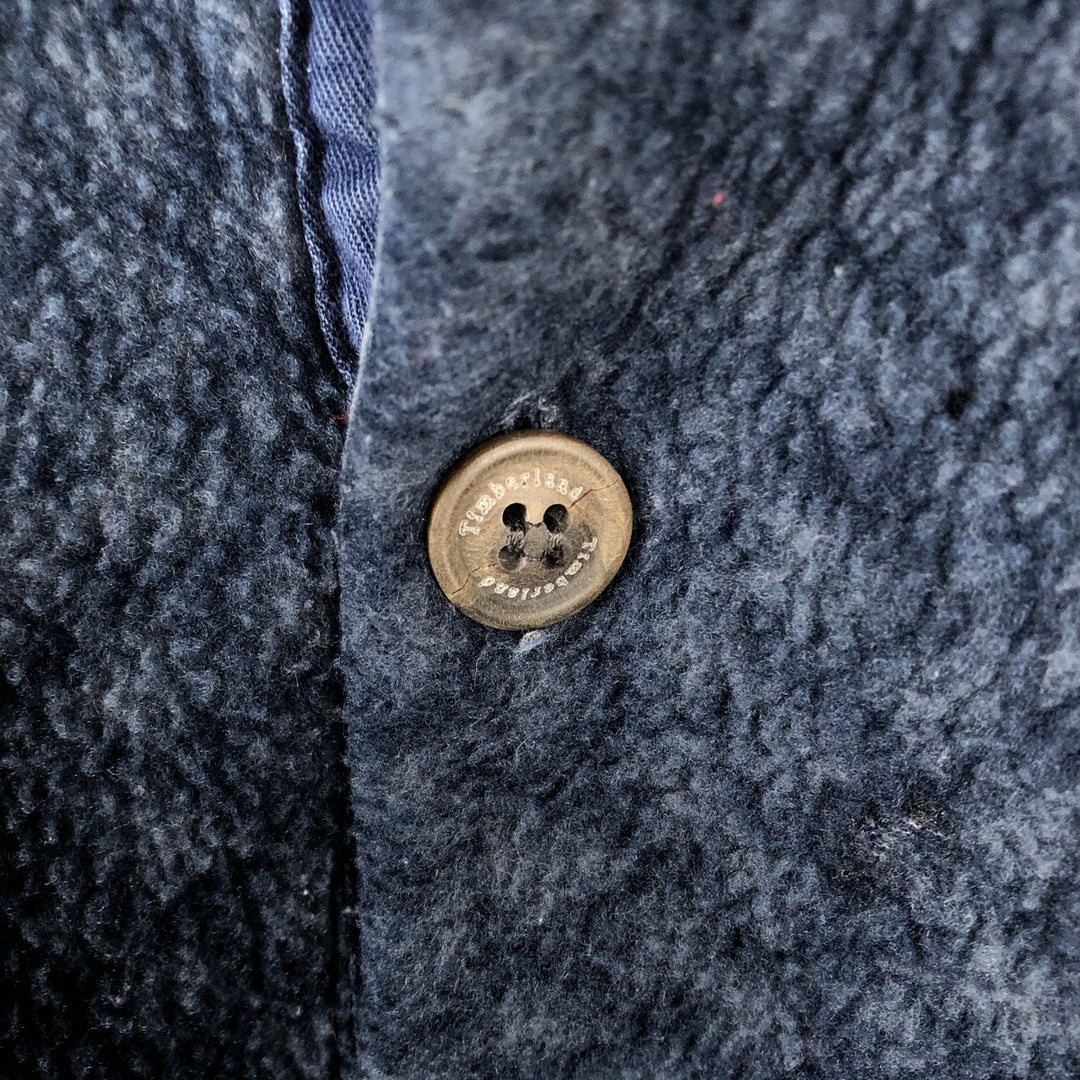 90'S Timberland WEATHERGEAR all-over print half-button fleece pullover, made in USA, men's size L equivalent, vintage. polyester navy blue type Vintage Second Hand