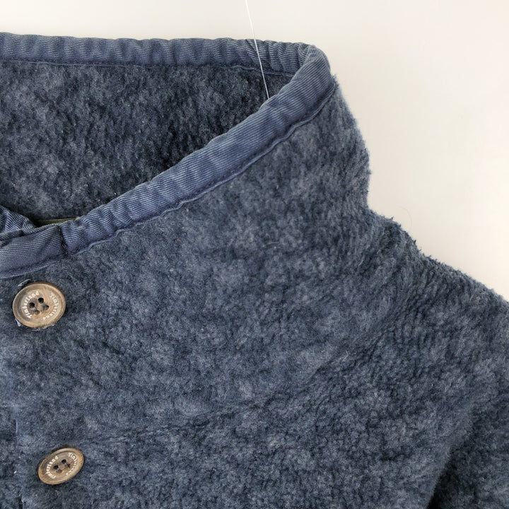 90'S Timberland WEATHERGEAR all-over print half-button fleece pullover, made in USA, men's size L equivalent, vintage. polyester navy blue type Vintage Second Hand
