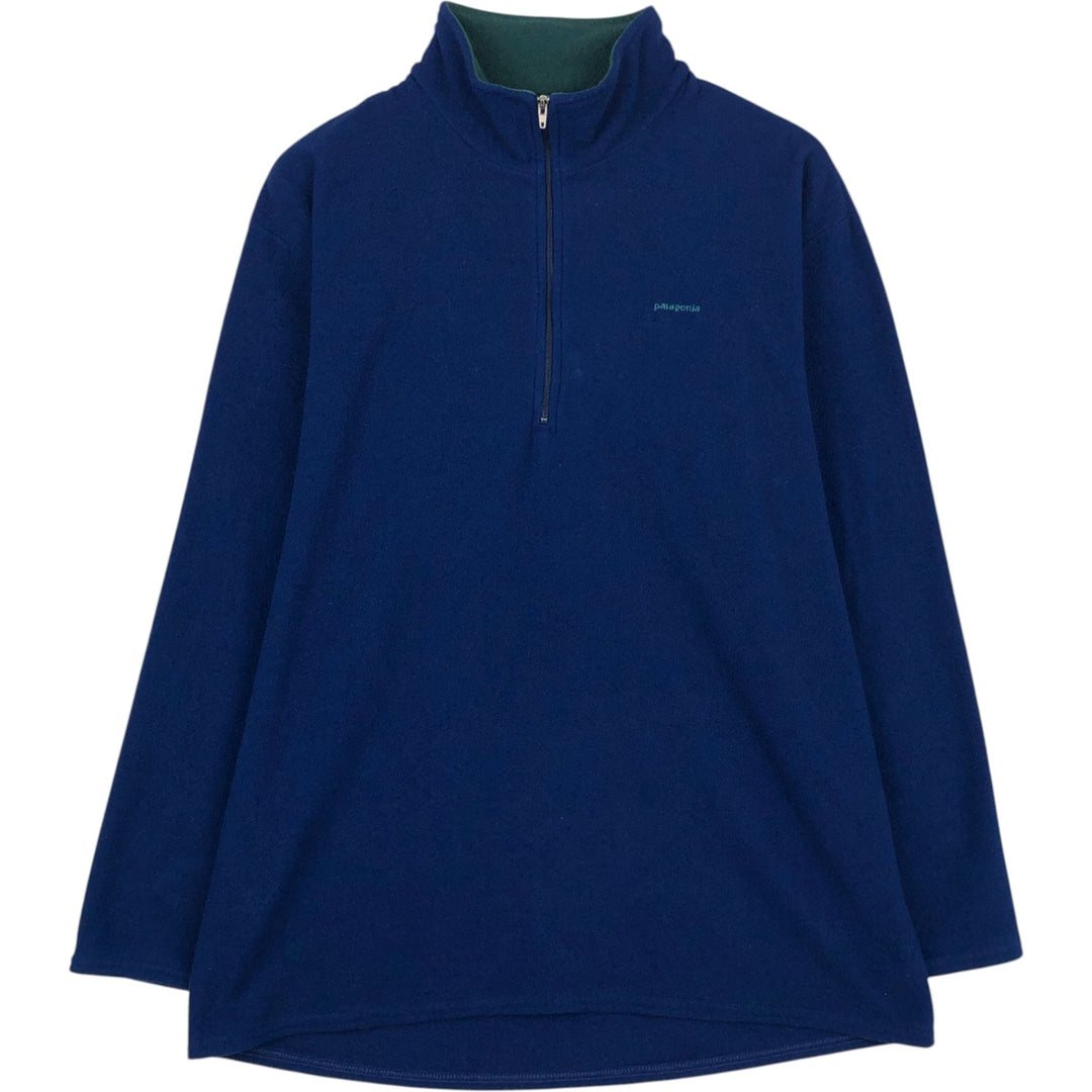 90s-00'S Patagonia Capilene fleece pullover, made in USA, men's size XL equivalent. unclear Navy blue Vintage Second Hand
