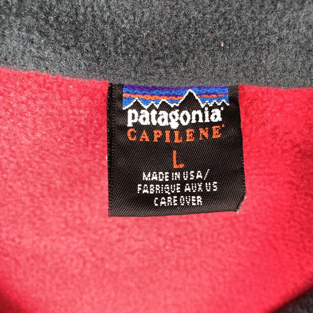 90s-00'S Patagonia Capilene Half-Zip Fleece Pullover, Made in USA, Men's Size L (approx.) unclear red type Vintage Second Hand