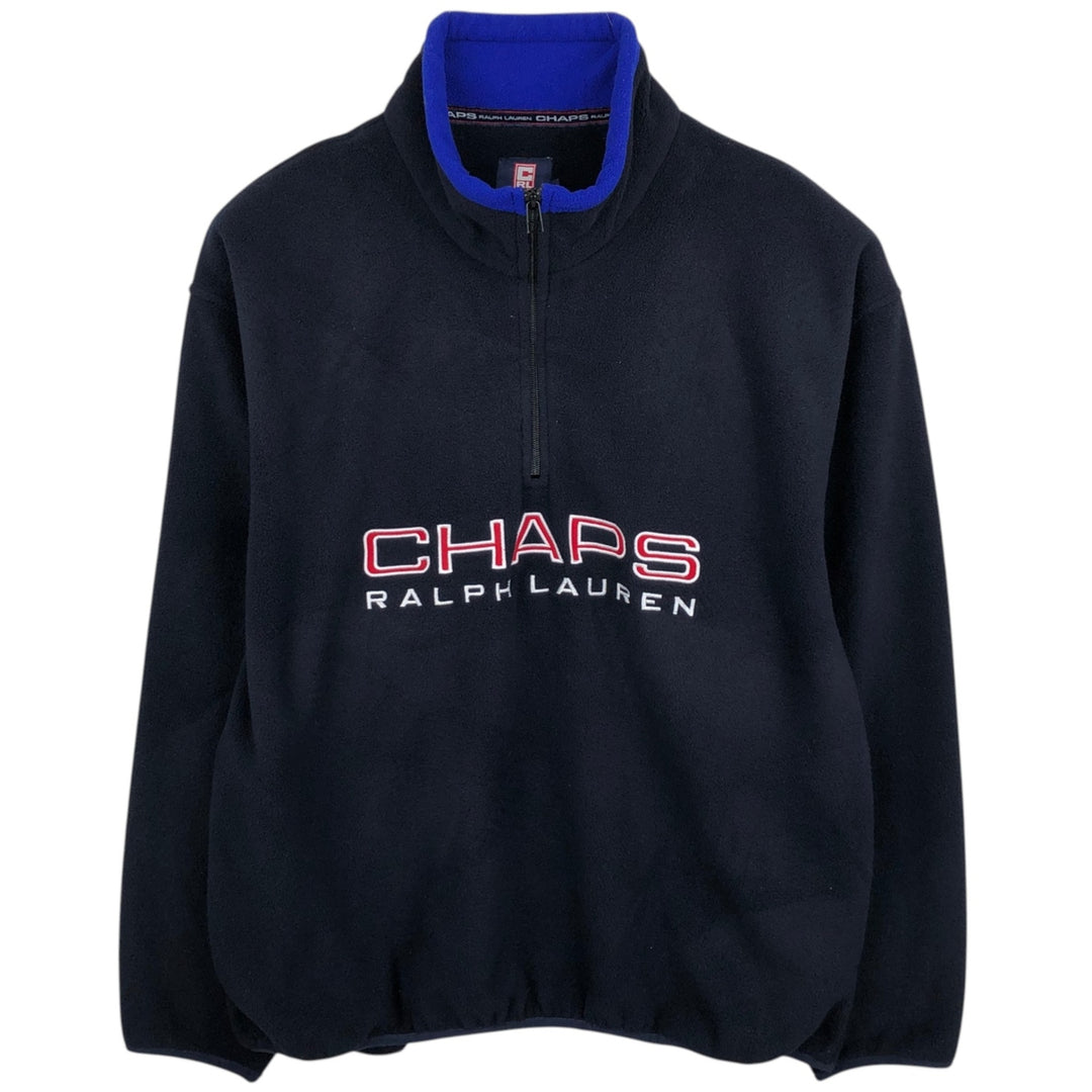 Ralph Lauren Chaps Half-Zip Fleece Pullover, Men's XL polyester navy blue type Vintage Second Hand