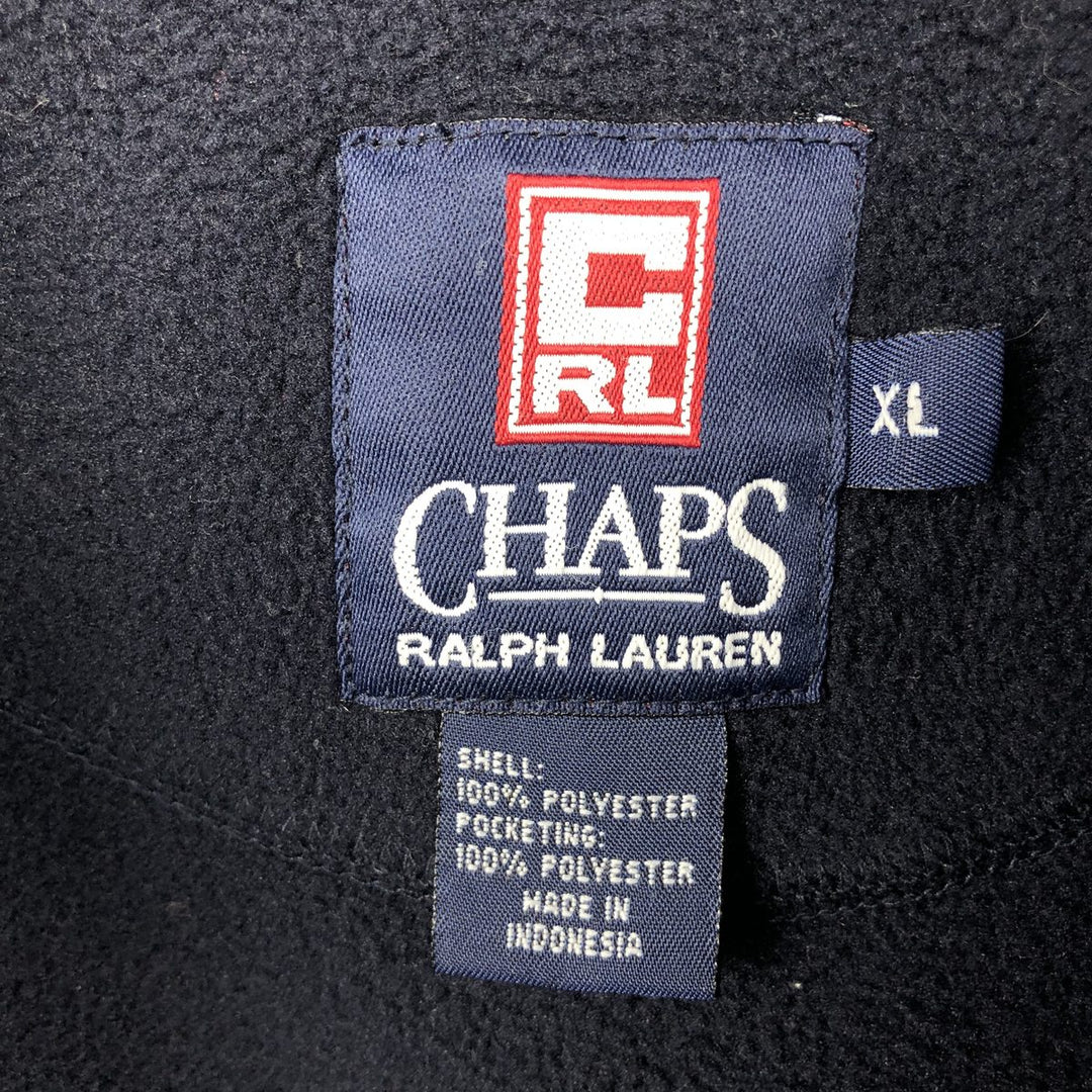 Ralph Lauren Chaps Half-Zip Fleece Pullover, Men's XL polyester navy blue type Vintage Second Hand