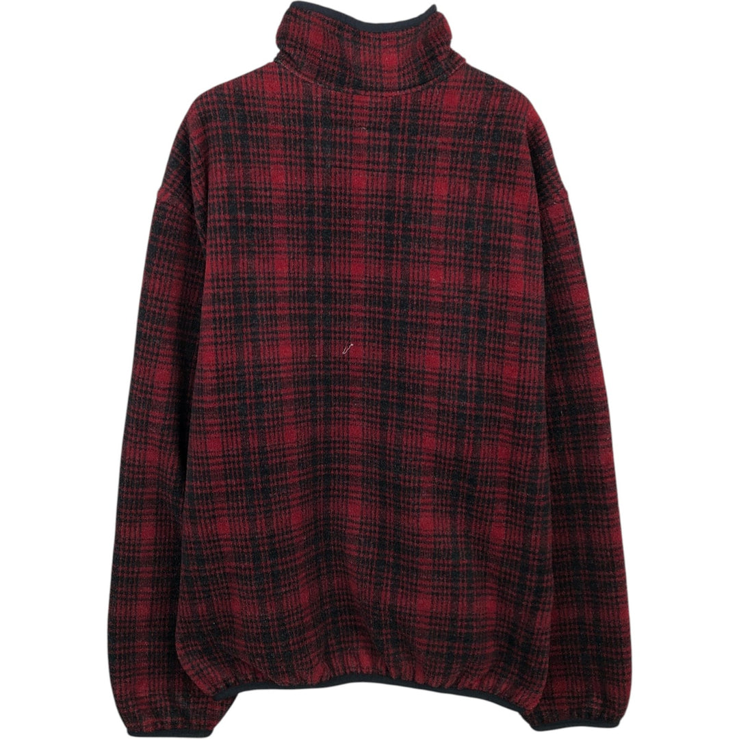 90s-00'S Woolrich Check Pattern Half-Snap Fleece Pullover, Made in USA, Men's Size L (approx.) polyester red type Vintage Second Hand