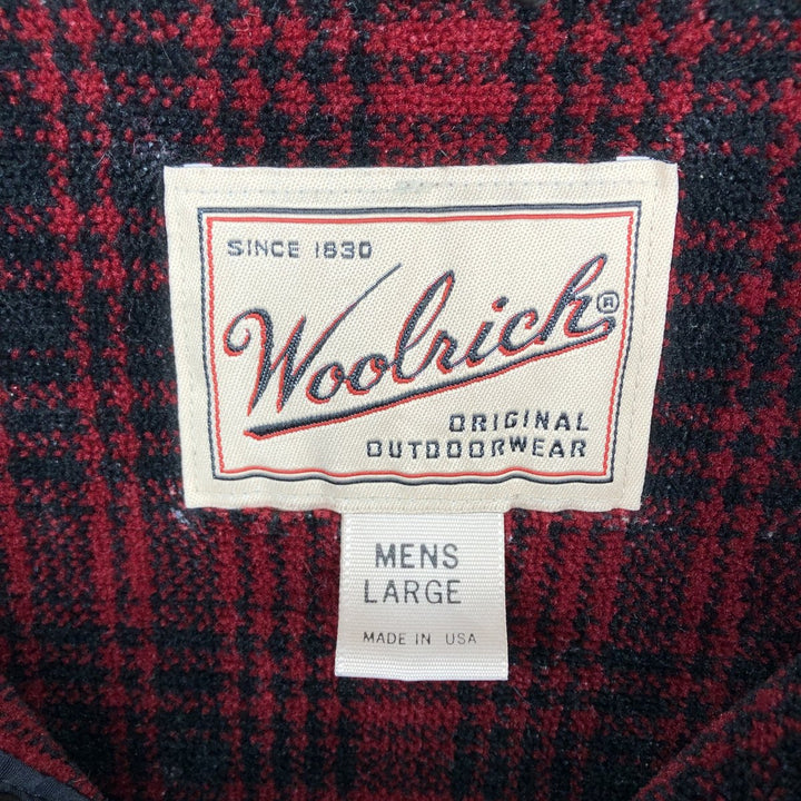 90s-00'S Woolrich Check Pattern Half-Snap Fleece Pullover, Made in USA, Men's Size L (approx.) polyester red type Vintage Second Hand