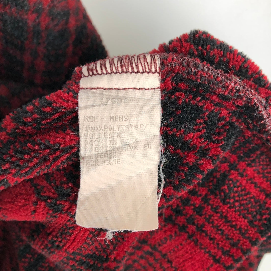 90s-00'S Woolrich Check Pattern Half-Snap Fleece Pullover, Made in USA, Men's Size L (approx.) polyester red type Vintage Second Hand
