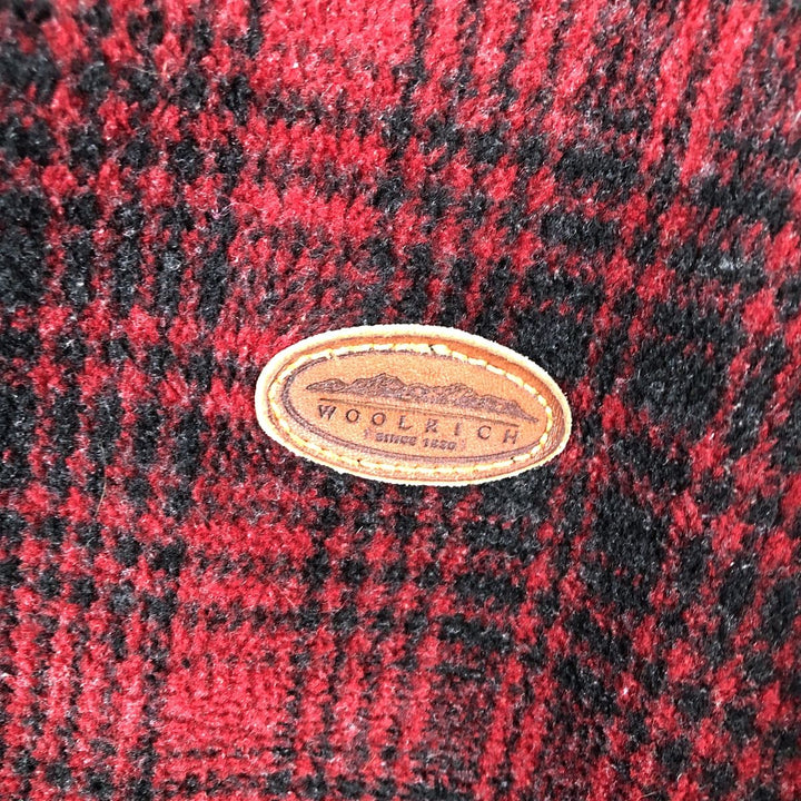 90s-00'S Woolrich Check Pattern Half-Snap Fleece Pullover, Made in USA, Men's Size L (approx.) polyester red type Vintage Second Hand