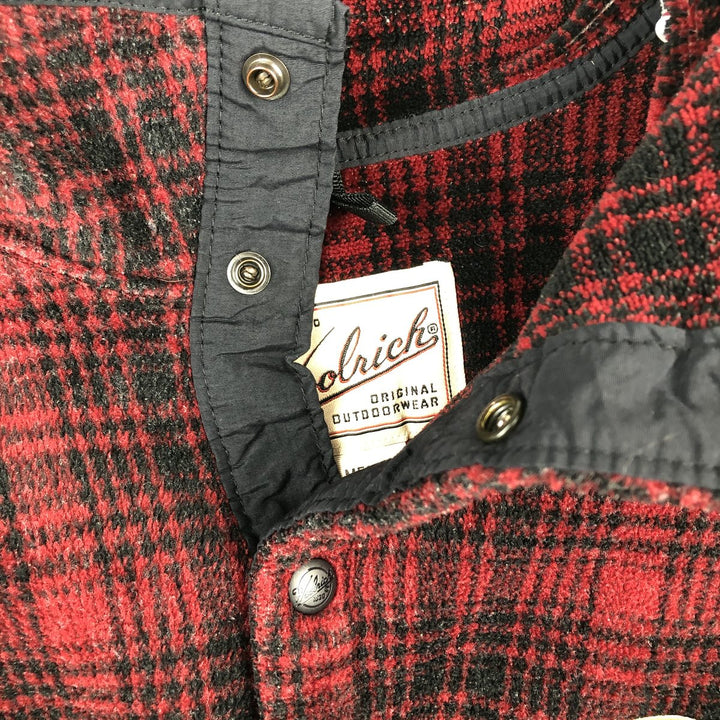 90s-00'S Woolrich Check Pattern Half-Snap Fleece Pullover, Made in USA, Men's Size L (approx.) polyester red type Vintage Second Hand