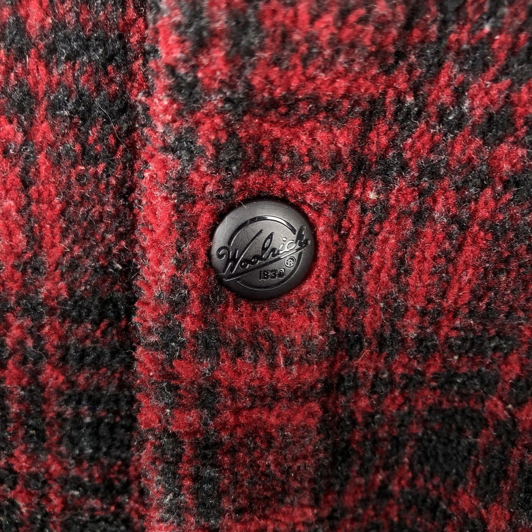 90s-00'S Woolrich Check Pattern Half-Snap Fleece Pullover, Made in USA, Men's Size L (approx.) polyester red type Vintage Second Hand