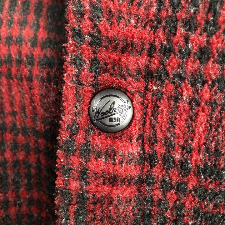 90s-00'S Woolrich Check Pattern Half-Snap Fleece Pullover, Made in USA, Men's Size L (approx.) polyester red type Vintage Second Hand
