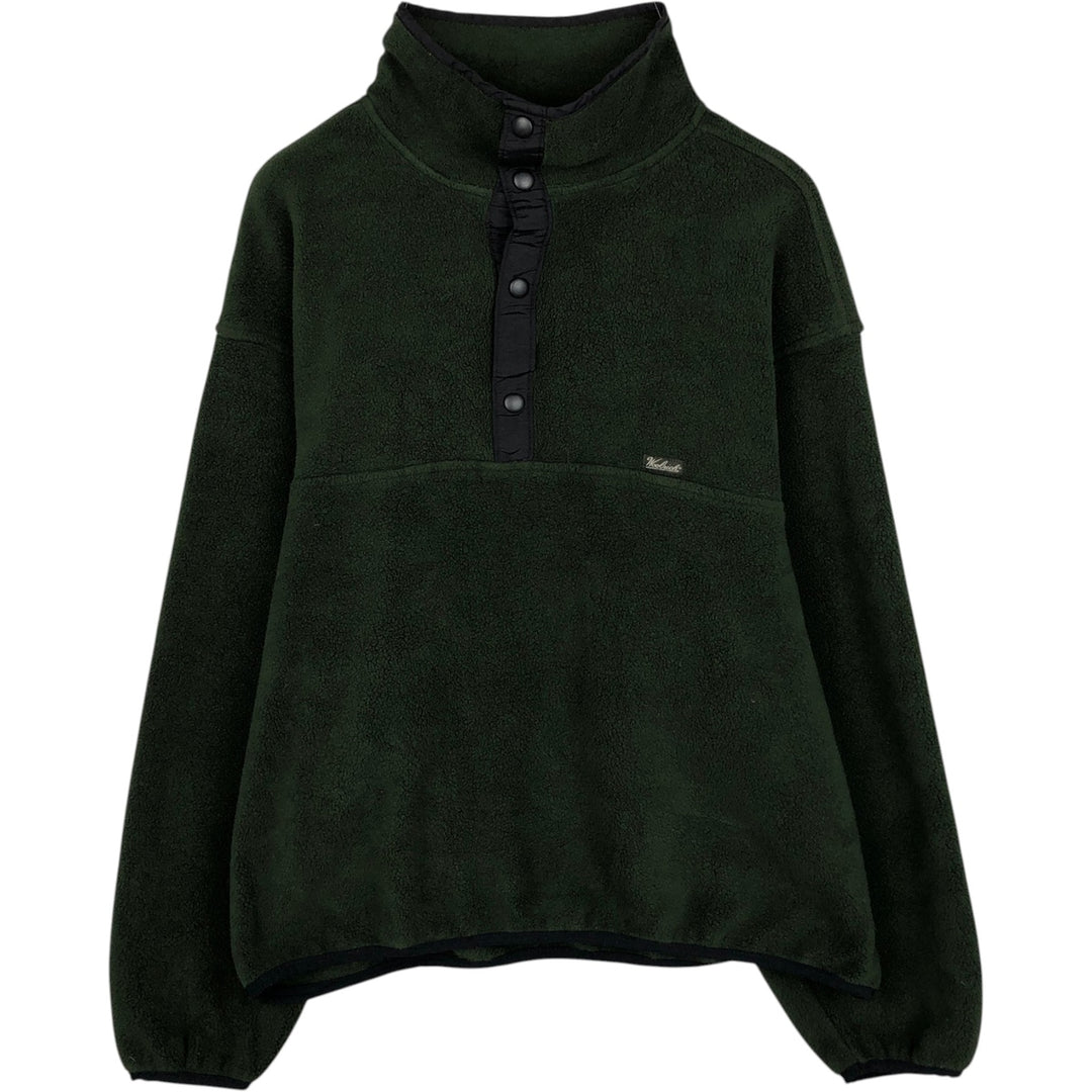 90s-00'S Woolrich Half-Snap Fleece Pullover, Made in USA, Men's Size L (approx.) polyester Green type dark green Vintage Second Hand