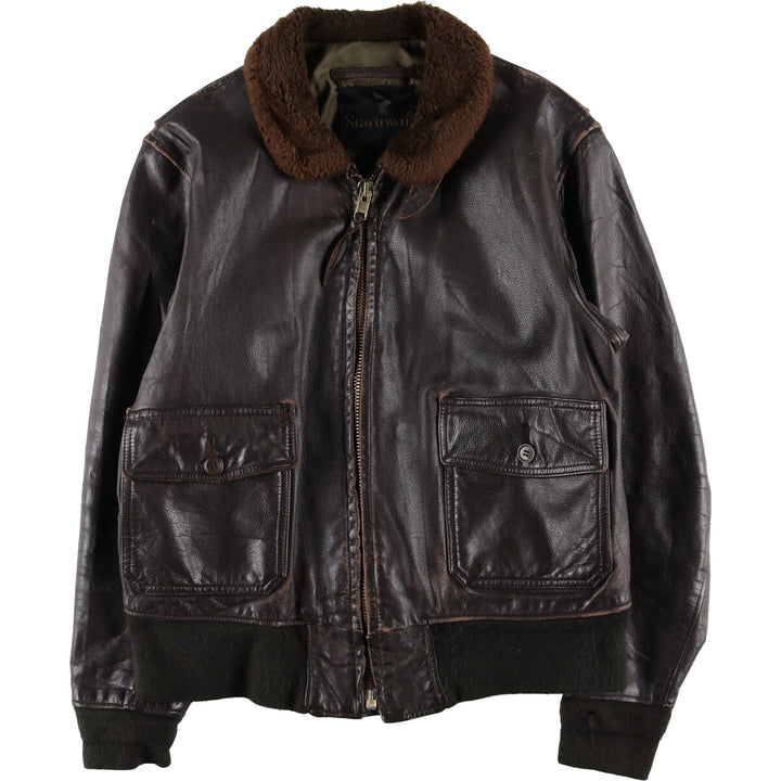 90'S Startown G-1 Type Leather Flight Jacket Men's Size L Vintage unknown brown type Vintage Second Hand