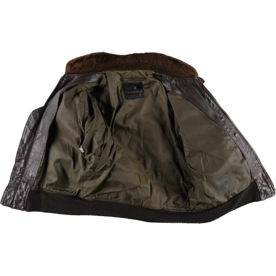 90'S Startown G-1 Type Leather Flight Jacket Men's Size L Vintage unknown brown type Vintage Second Hand