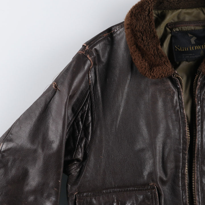 90'S Startown G-1 Type Leather Flight Jacket Men's Size L Vintage unknown brown type Vintage Second Hand