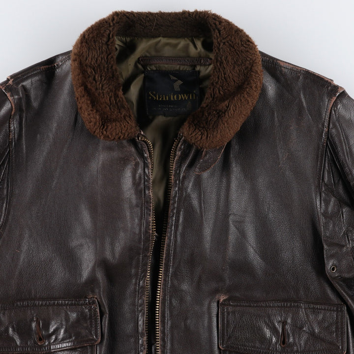 90'S Startown G-1 Type Leather Flight Jacket Men's Size L Vintage unknown brown type Vintage Second Hand