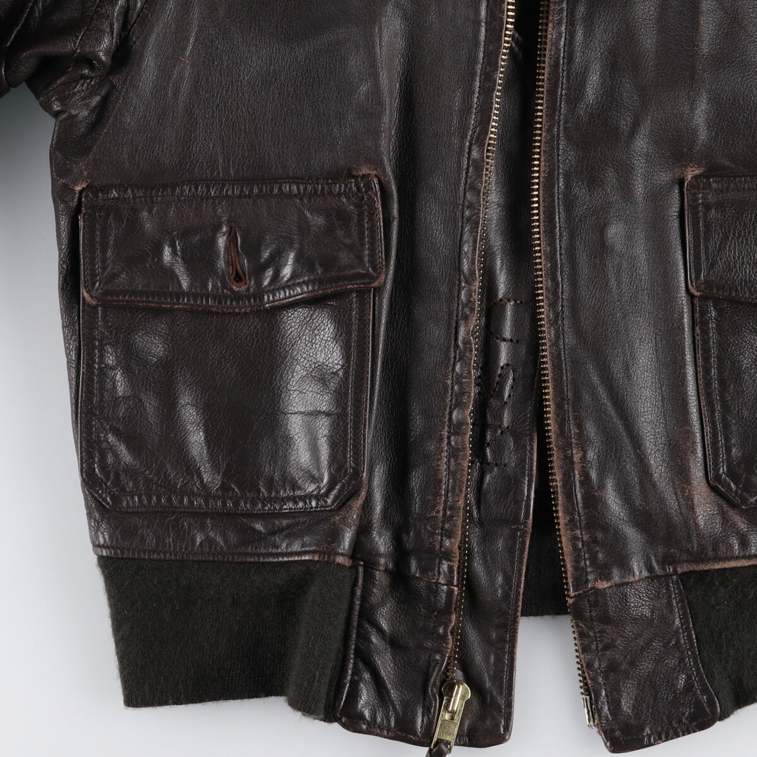 90'S Startown G-1 Type Leather Flight Jacket Men's Size L Vintage unknown brown type Vintage Second Hand