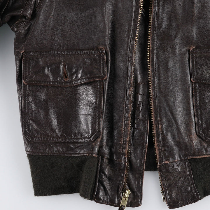 90'S Startown G-1 Type Leather Flight Jacket Men's Size L Vintage unknown brown type Vintage Second Hand