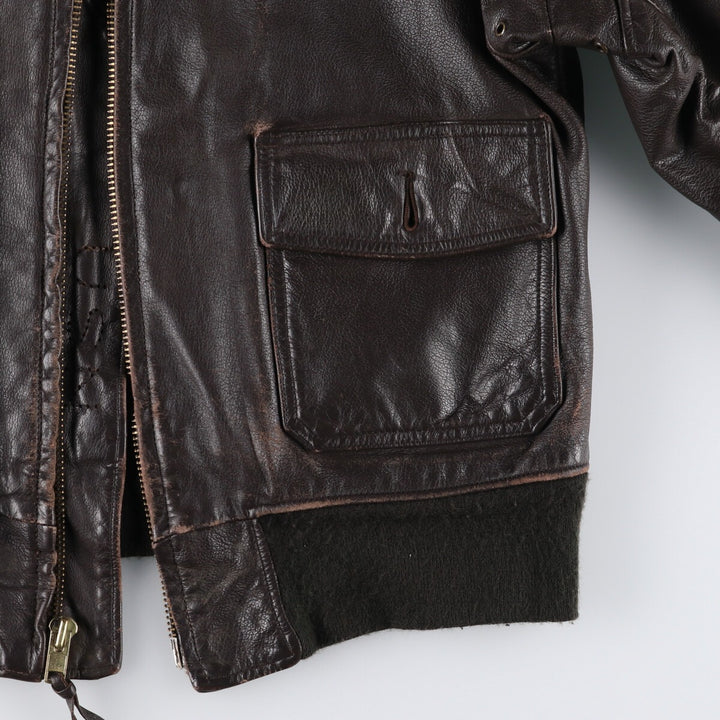 90'S Startown G-1 Type Leather Flight Jacket Men's Size L Vintage unknown brown type Vintage Second Hand