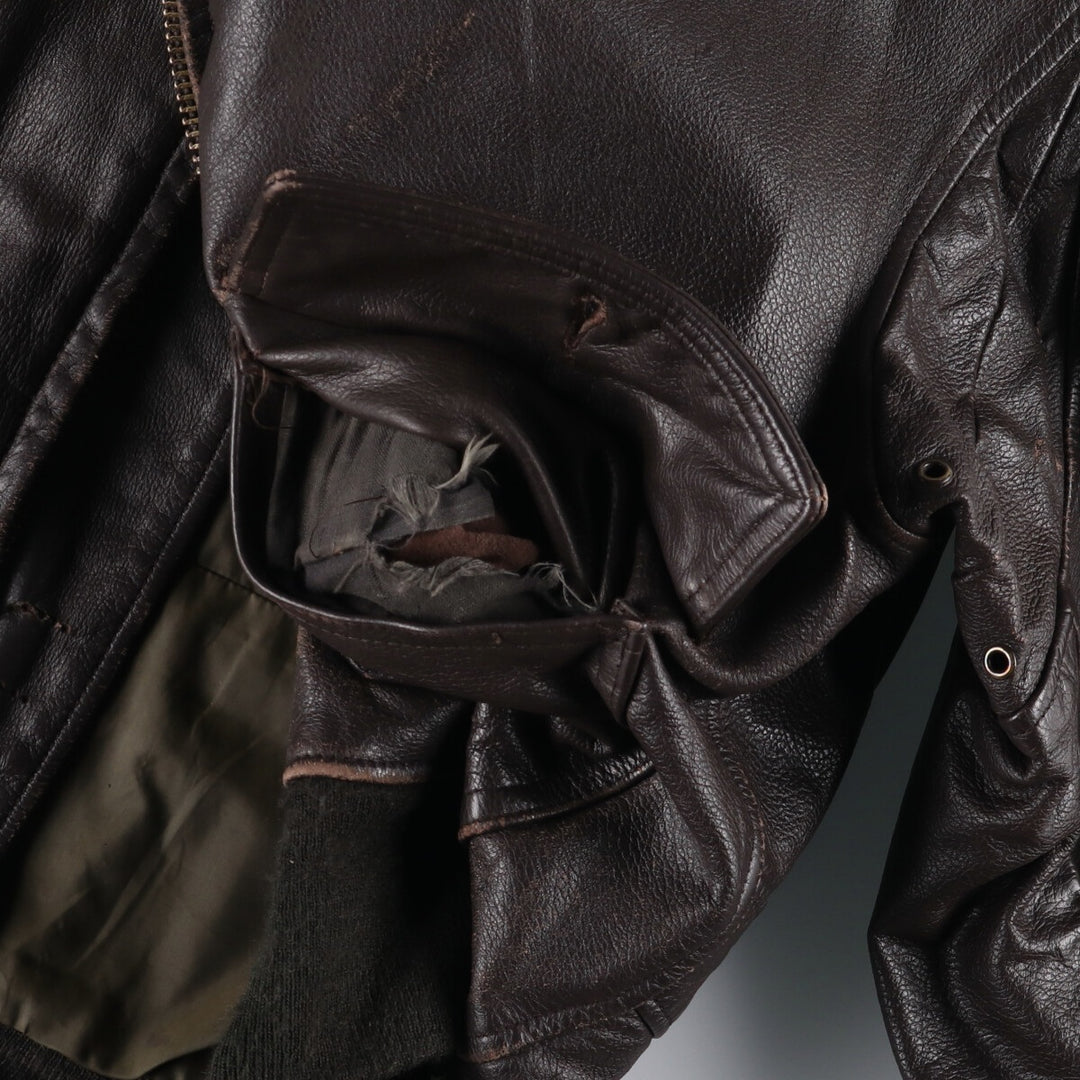 90'S Startown G-1 Type Leather Flight Jacket Men's Size L Vintage unknown brown type Vintage Second Hand