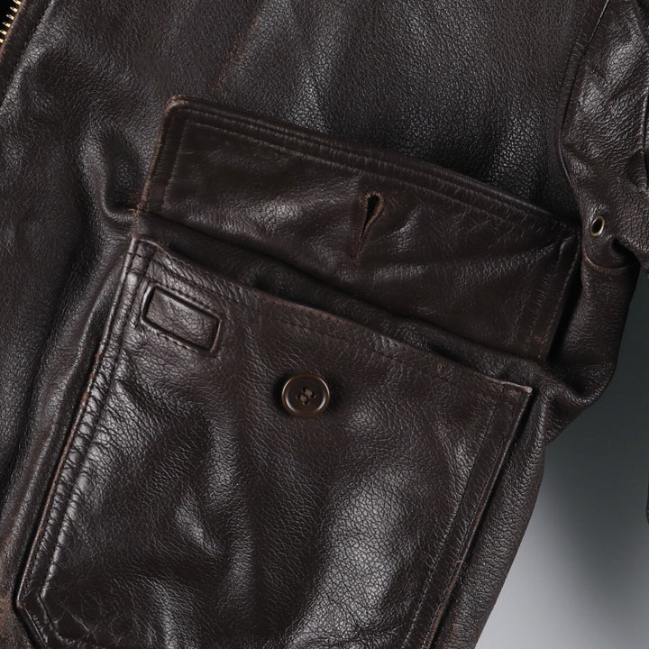 90'S Startown G-1 Type Leather Flight Jacket Men's Size L Vintage unknown brown type Vintage Second Hand