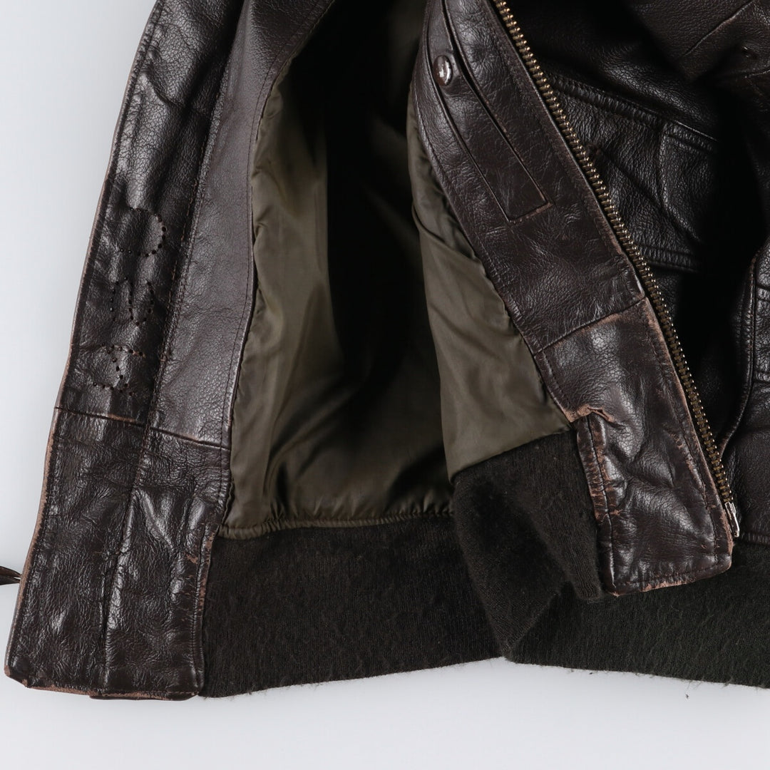 90'S Startown G-1 Type Leather Flight Jacket Men's Size L Vintage unknown brown type Vintage Second Hand