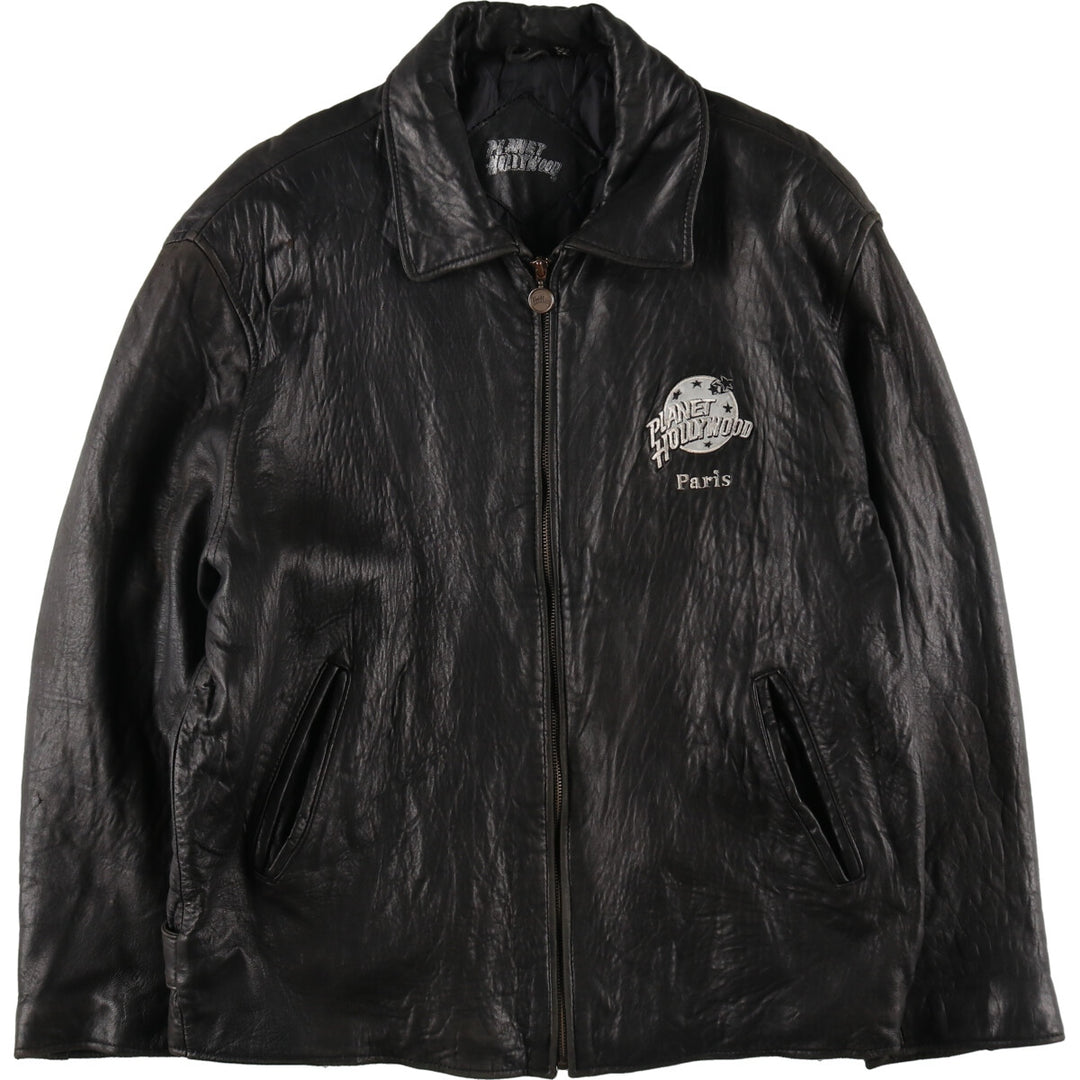 Planet Hollywood PLANET HOLLYWOOD Leather Blouson Type Men's Size L genuine leather black type Vintage Second Hand