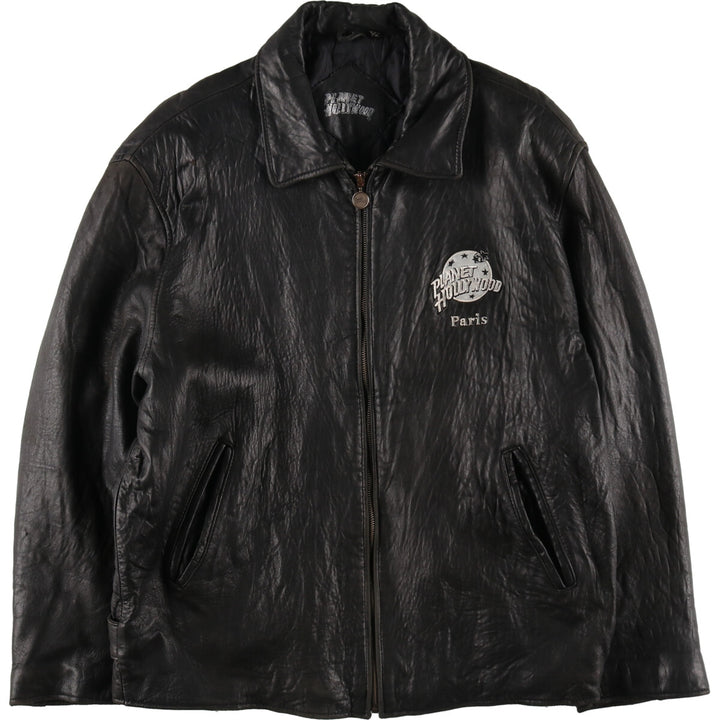 Planet Hollywood PLANET HOLLYWOOD Leather Blouson Type Men's Size L genuine leather black type Vintage Second Hand