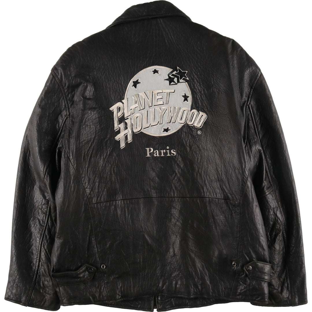 Planet Hollywood PLANET HOLLYWOOD Leather Blouson Type Men's Size L genuine leather black type Vintage Second Hand
