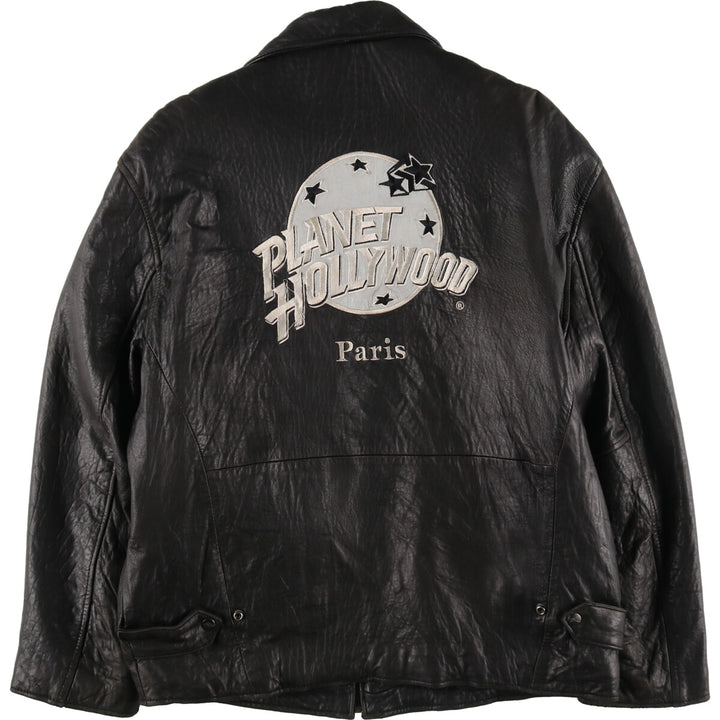 Planet Hollywood PLANET HOLLYWOOD Leather Blouson Type Men's Size L genuine leather black type Vintage Second Hand