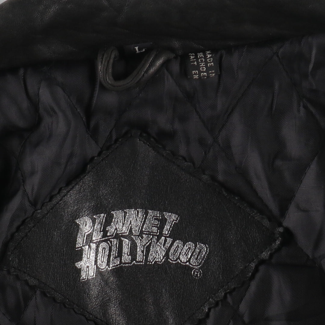 Planet Hollywood PLANET HOLLYWOOD Leather Blouson Type Men's Size L genuine leather black type Vintage Second Hand