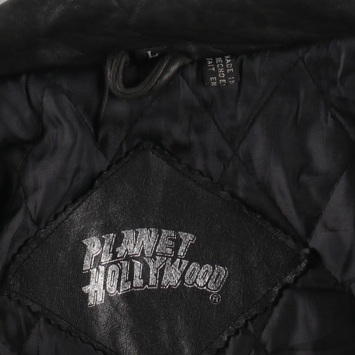 Planet Hollywood PLANET HOLLYWOOD Leather Blouson Type Men's Size L genuine leather black type Vintage Second Hand