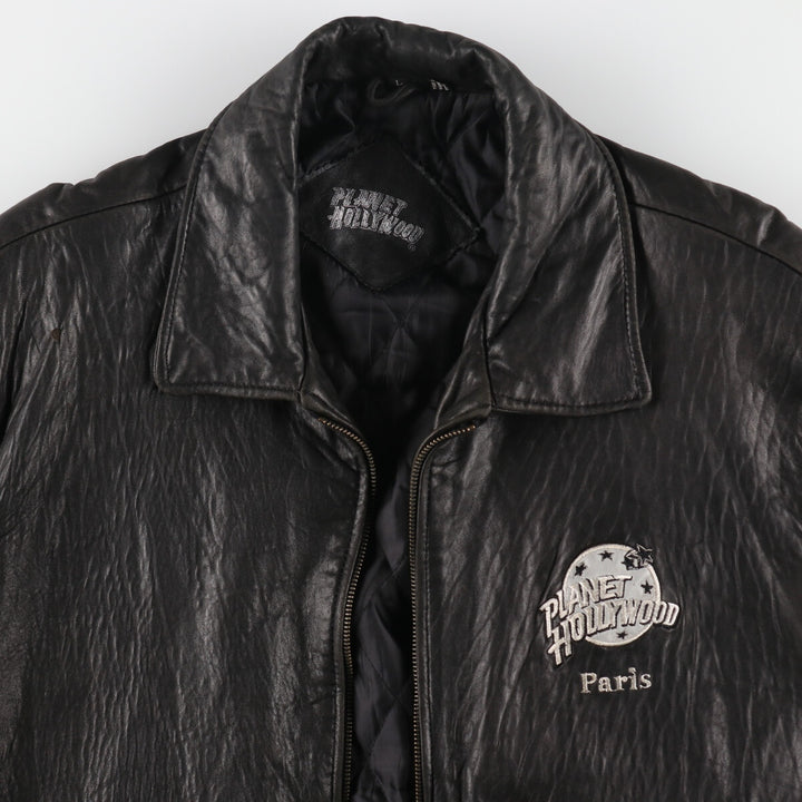 Planet Hollywood PLANET HOLLYWOOD Leather Blouson Type Men's Size L genuine leather black type Vintage Second Hand