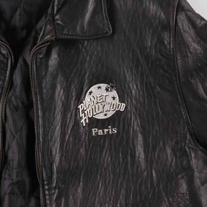 Planet Hollywood PLANET HOLLYWOOD Leather Blouson Type Men's Size L genuine leather black type Vintage Second Hand