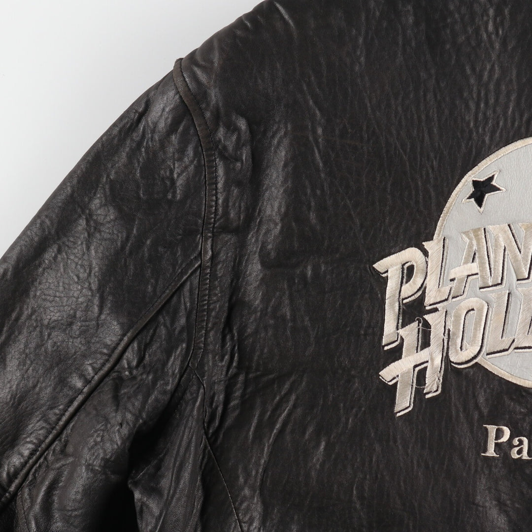Planet Hollywood PLANET HOLLYWOOD Leather Blouson Type Men's Size L genuine leather black type Vintage Second Hand