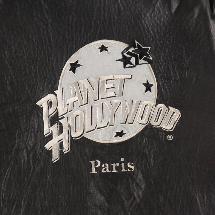 Planet Hollywood PLANET HOLLYWOOD Leather Blouson Type Men's Size L genuine leather black type Vintage Second Hand