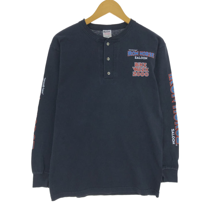 00'S MURINA Long Sleeve T-Shirt Made in USA Men's M Size cotton black type Vintage Second Hand