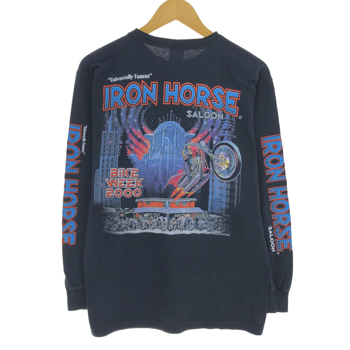 00'S MURINA Long Sleeve T-Shirt Made in USA Men's M Size cotton black type Vintage Second Hand