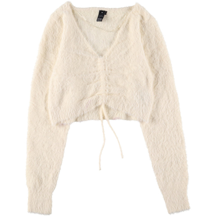 FACTORIE Cropped V-neck shaggy knit sweater for women, size M /eaa496501