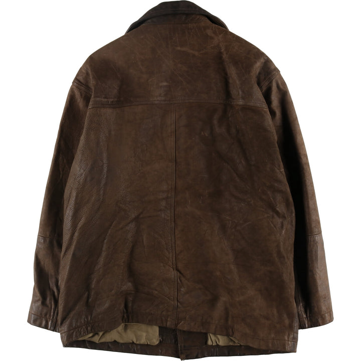 Leather car coat, men's size L / eaa496647