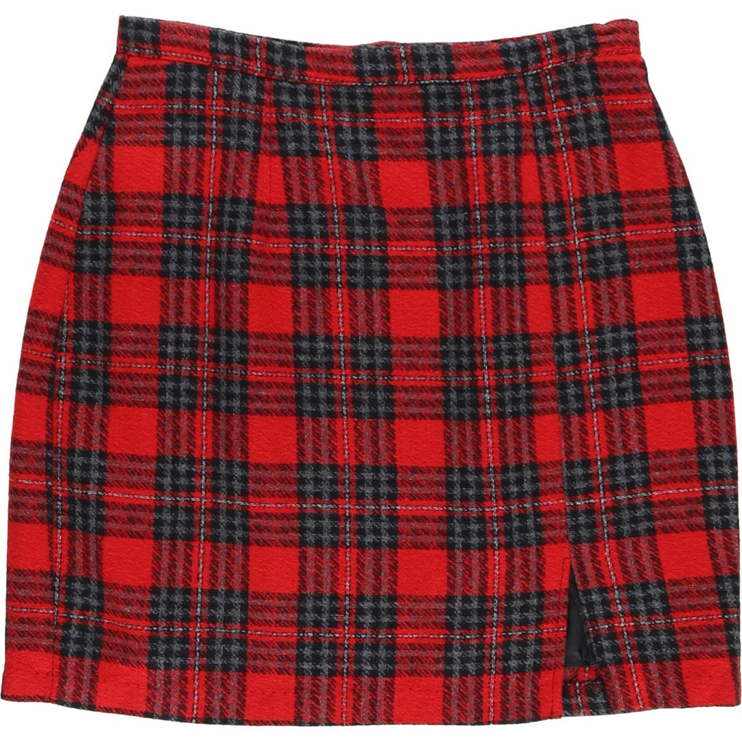 35th and 10th Check Pattern Wool Trapezoid Mini Skirt Women's L size /eaa496729