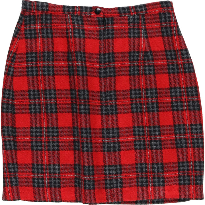 35th and 10th Check Pattern Wool Trapezoid Mini Skirt Women's L size /eaa496729