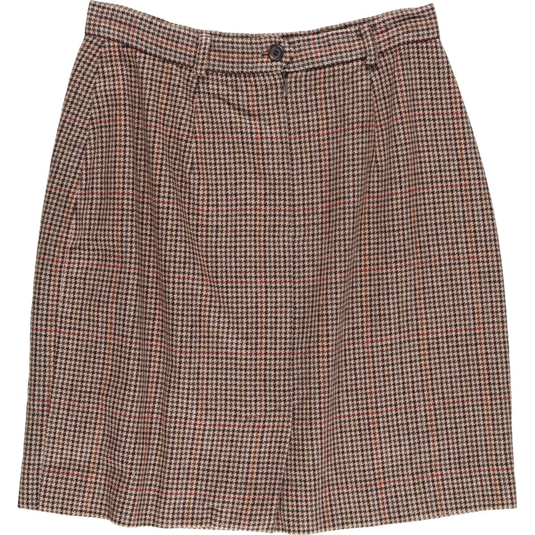 Ralph Lauren Gun Club Check Wool Trapezoid Mini Skirt Made in USA Women's L size / eaa496731